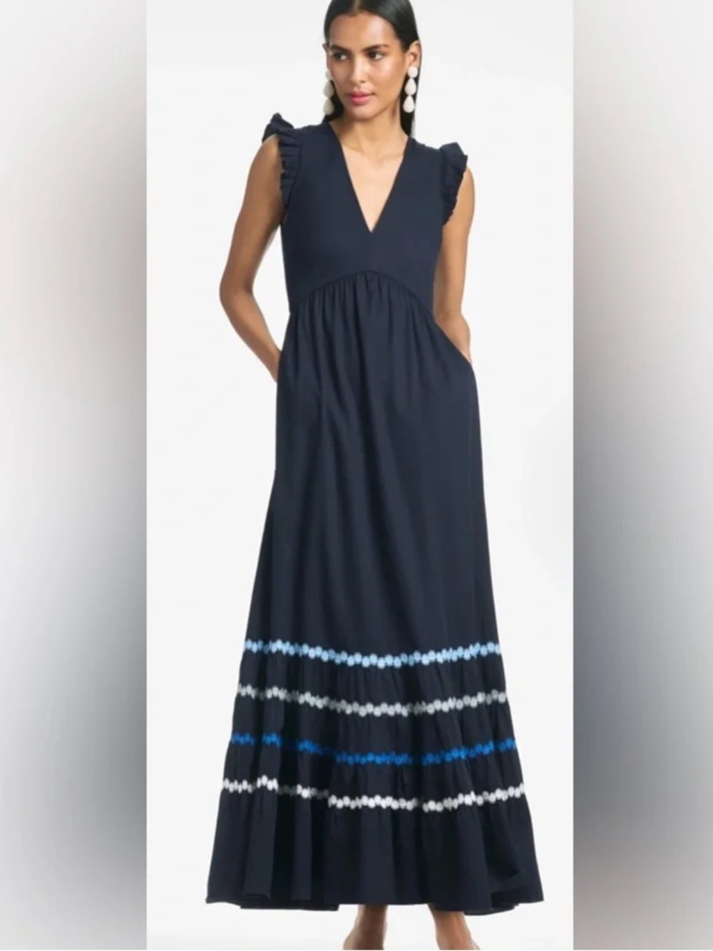 Sachin + Babi Rosa Midnight Navy Cotton Maxi Dress Size 10